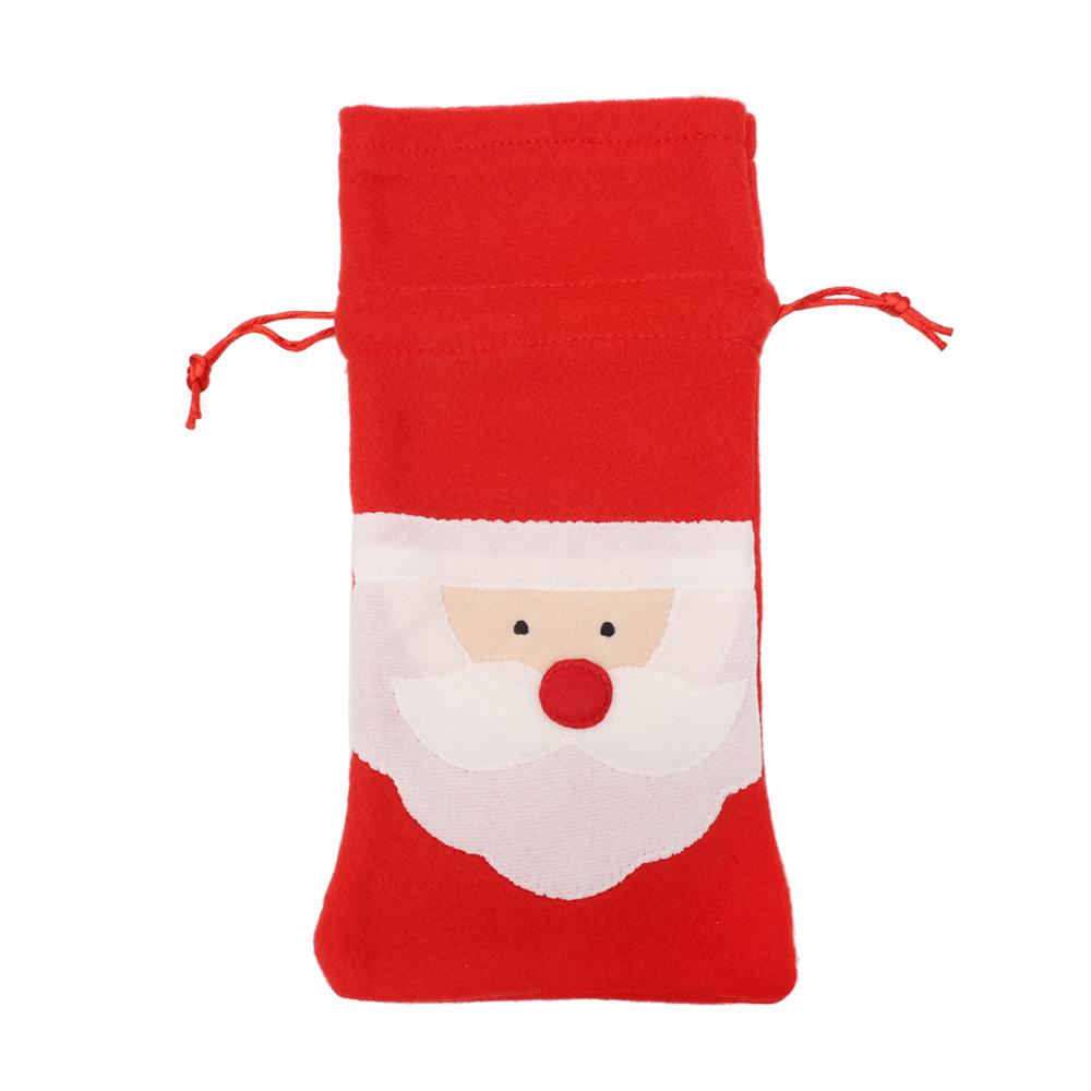 Christmas Wine Bottle Set Party Table Decor Wine Bottle Cover Red Velvet Dress Santa Claus Costume New Years Dinnerware Decor