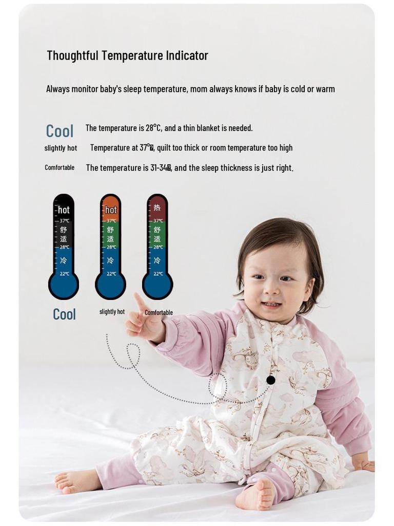 Mulberry Silk Baby Sleeping Bag - Autumn/Winter, Split-Leg Design, Anti-Startle, One-Piece Pajamas