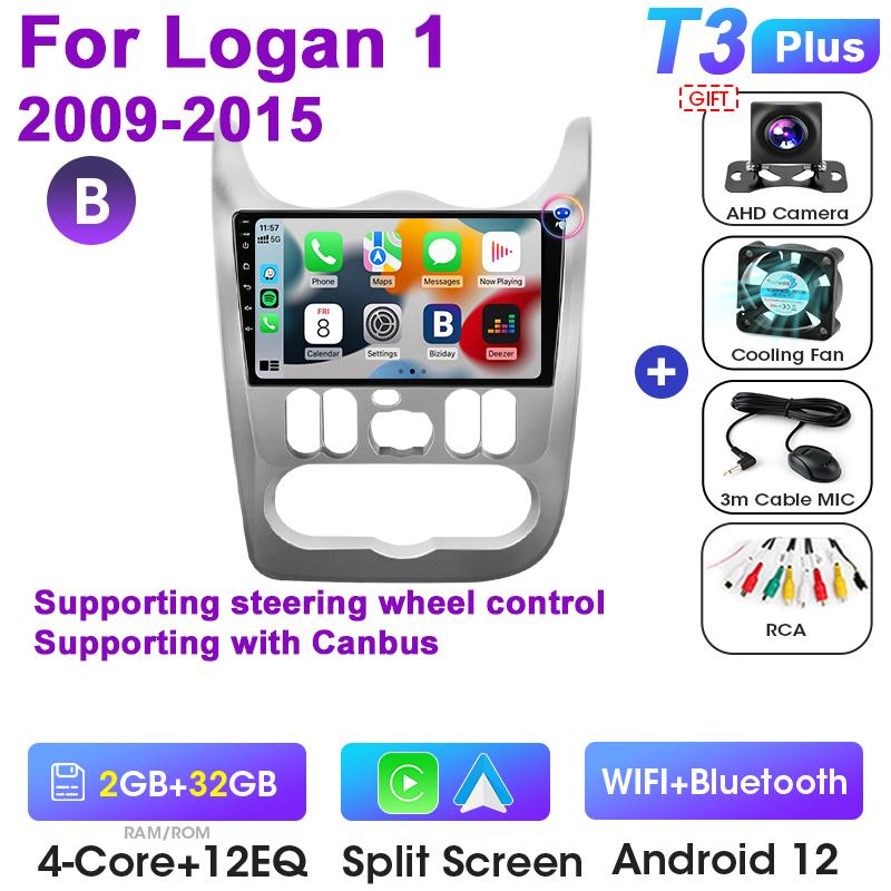 2 Din Android 12 Car Radio For Renault Logan 1 Sandero 2009-2015 Largus Dacia Duster Multimedia Video Player Carplay Auto Stereo
