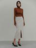 Memua Velouté Leather Long Midi Skirt (Brown)