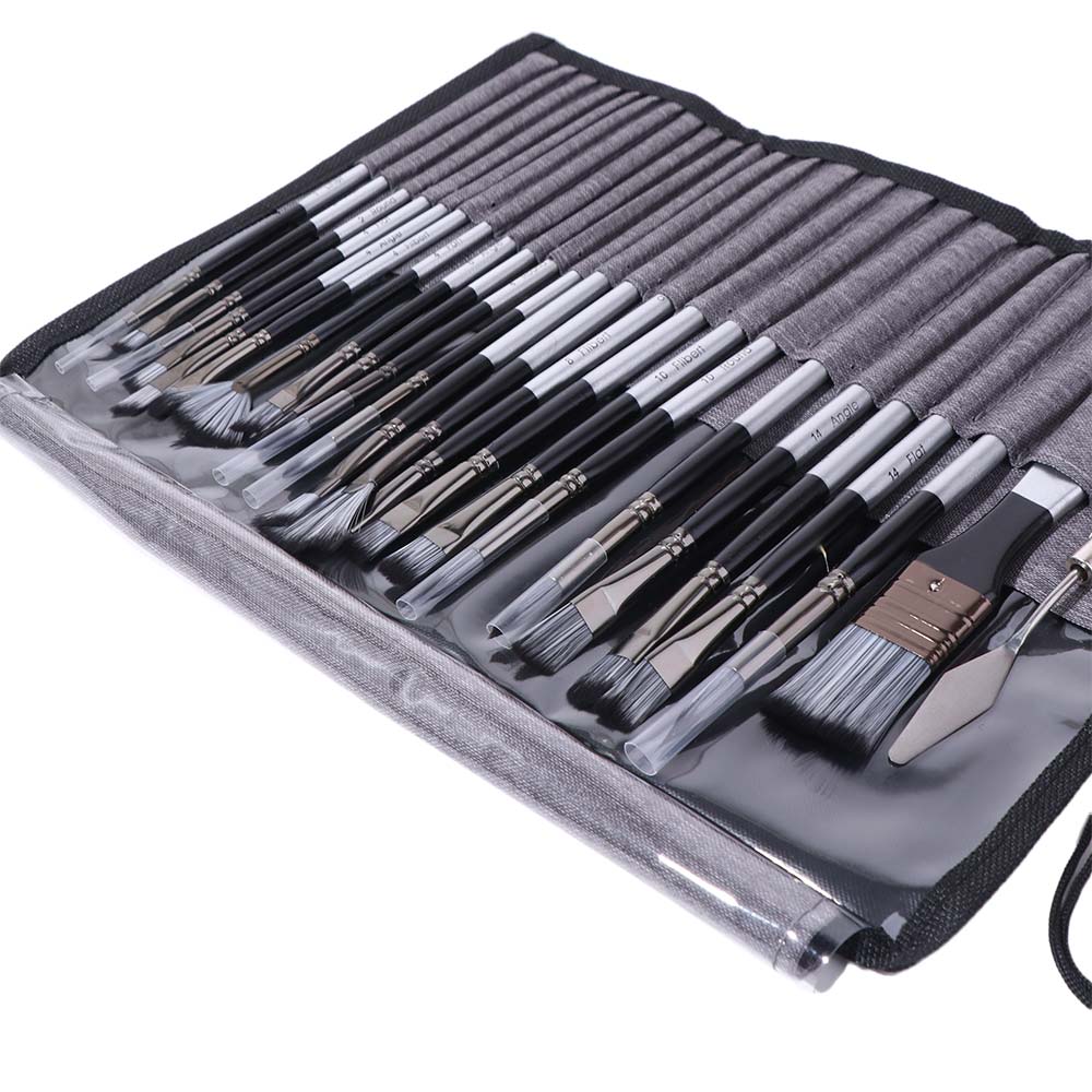 24pcs/set DIY Art Nylon Brush Set Wooden Handle Artist Paint Brushes  Acrylic Painting