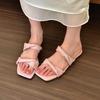 Soft and easy to wear! Pink purple flat-soled sandals women wear sandals soft-soled shoes in summer