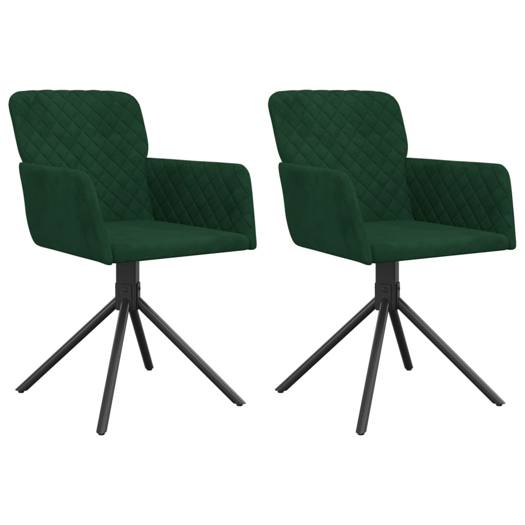 Dining Chairs 2 Pcs Swivel Dark Green Velvet