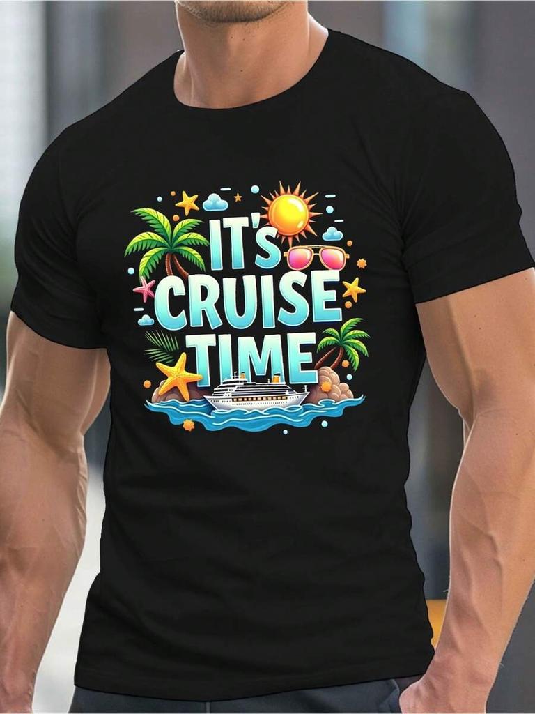 Unisex's "It's Cruise Time" Graphic Tee - Casual Crew Neck Short Sleeve