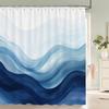 1 Pc Blue Art Abstract Pattern Shower Curtain Home Bathroom Decoration Printing Polyester Fabric Bath Curtains With Hooks