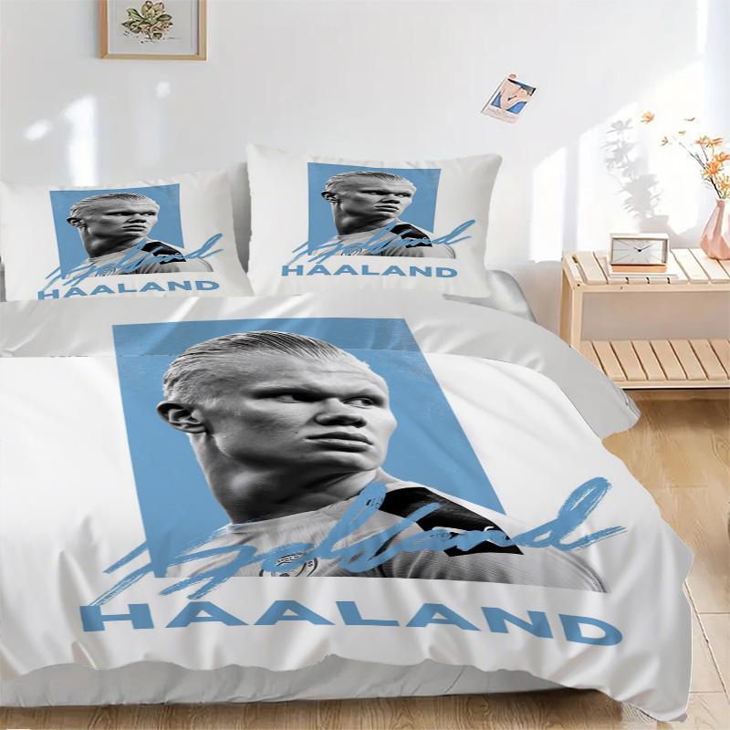 Football Star Haaland Print 3Pcs Bedding Setduvet Cover With 2 Bedropillowcase Home Birthday Gift