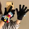 Cute Funny Gloves Women Winter Warm Five Fingers Electric Vehicle Riding Gloves Students Cold Plush