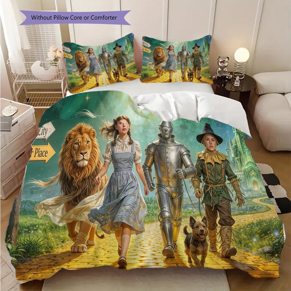 1PC The Wizard of Oz Pattern Bedding Quilt Set Quilt Cover Pillowcase Home Decoration Birthday Gift (1 * Duvet Cover + 2 * Pillowcase, Without Core)