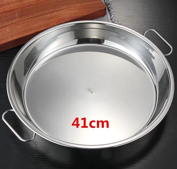 304 Stainless Steel Plate tray Noodle Plate Flat Steamed big Large Size Meal Plate Dual Handle Dough dishes and plates sets dish