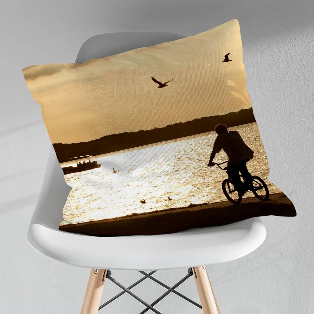 Leisure Art Sunset Cycling Pillow Case For 30x30cm45x45cm55x55cm For Home Bedroom Decoration And Protector