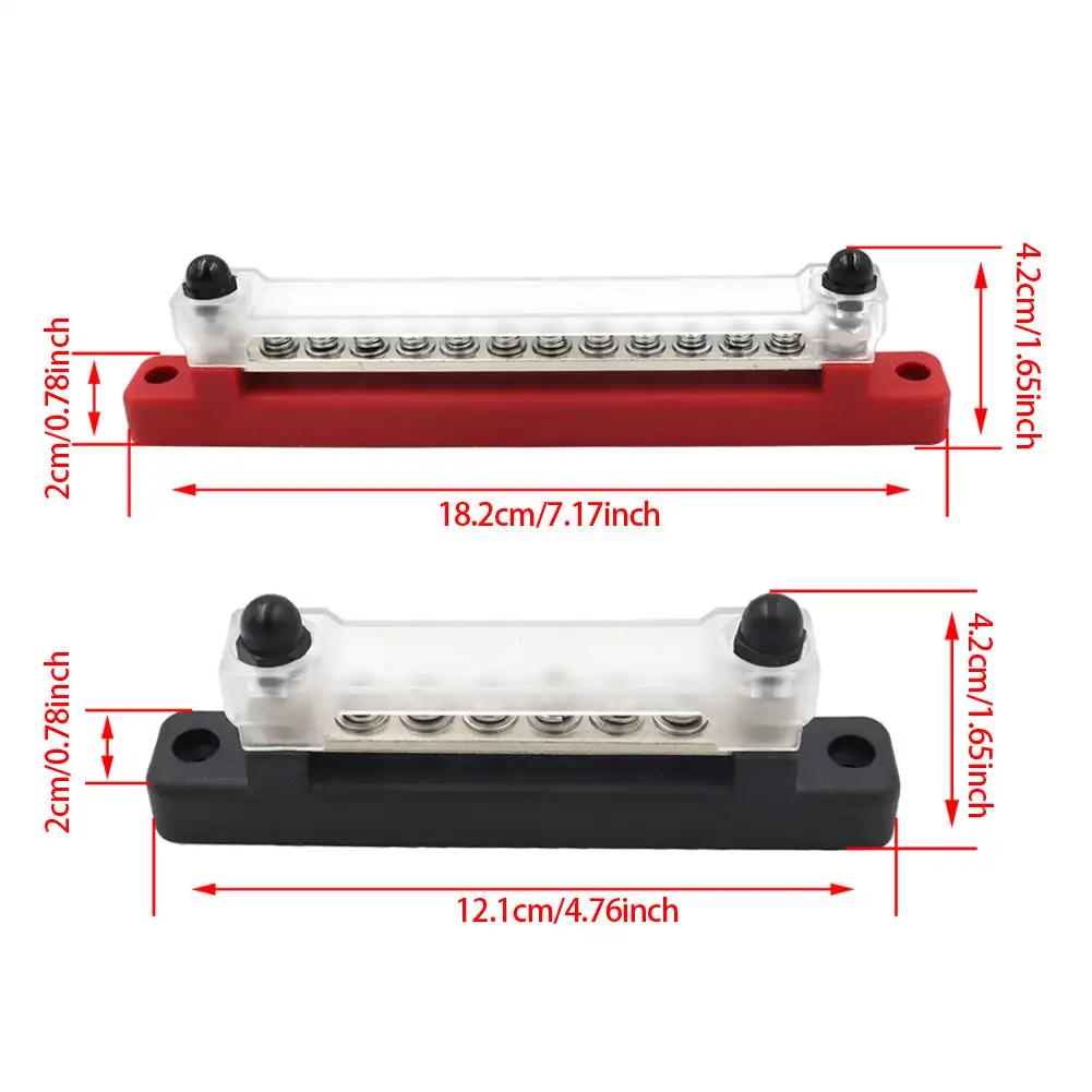 M6 Car Terminal Block Negative Bus Bar 12V 150A Terminal Block 1/4" Power Distribution Block M8 Termianl Bus for Automotive Boat