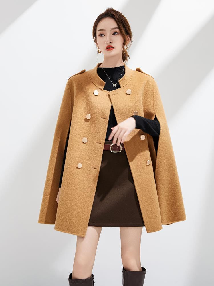 Manteau Cape Double Face en Laine pour Femmes Petite Taille 2025 - Laine Australienne Pure pour l'Automne/Hiver.