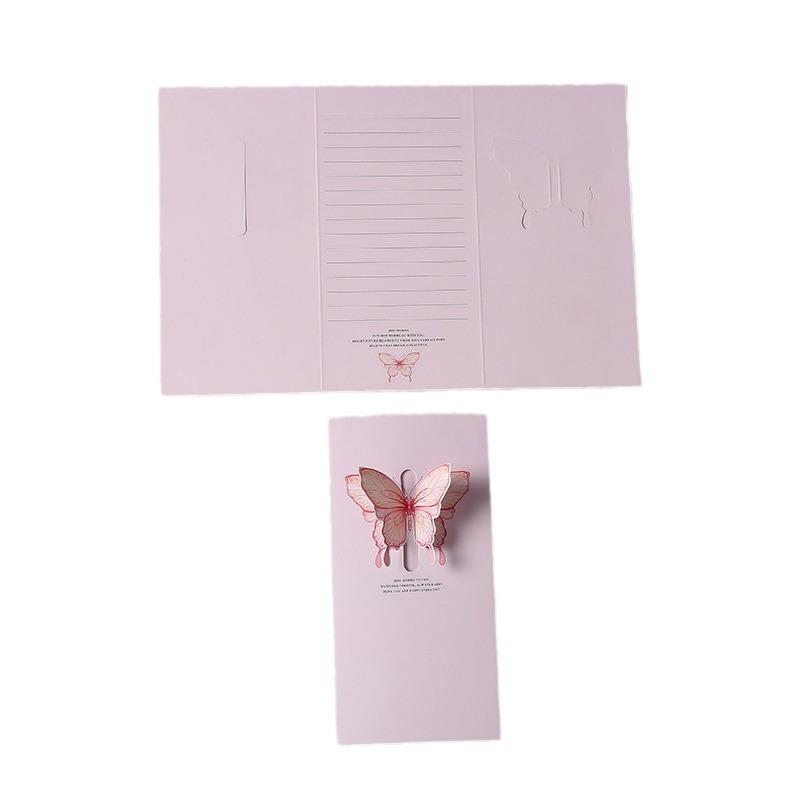 3D Bow Knot Pop Up Greeting Card Ins Style Hollow Birthday Valentine Day Gift Card For Flower Shop