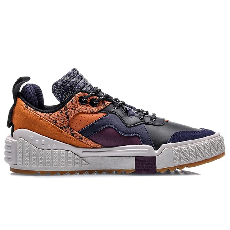 Li Ning Unblock Slip Resistant Abrasion Resistant Low Top Skateboard Shoes Men's Black White Orange AGCQ199-3
