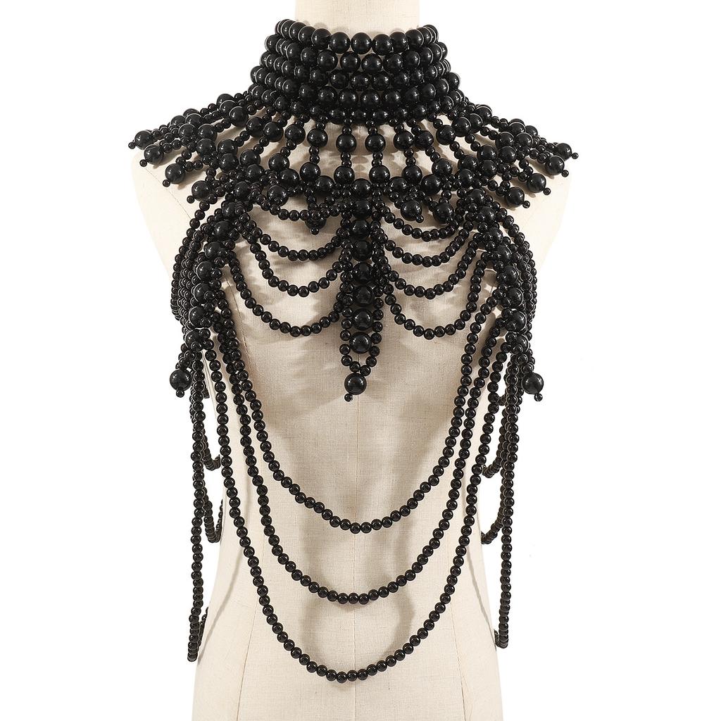 Fashion Tribal Style Hollow Woven Pearl Shawl Body Chain Retro Layered Exaggerated Sexy Body Chain All Match Women Jewelry