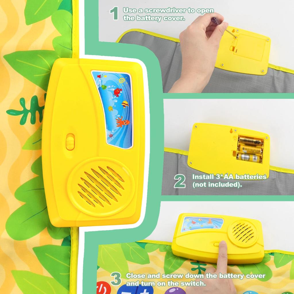 Tappetino per pianoforte musicale, tappetino per bambini, tappetino da ballo, pianoforte a doppia fila con 8 suoni di strumenti, giocattoli educativi Montessori per regali per bambini