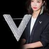 Simple Minimalist Crystal Letter V Brooch Pin for Women Men Rhinestone Triangle Brooches Pins Collar Accessories