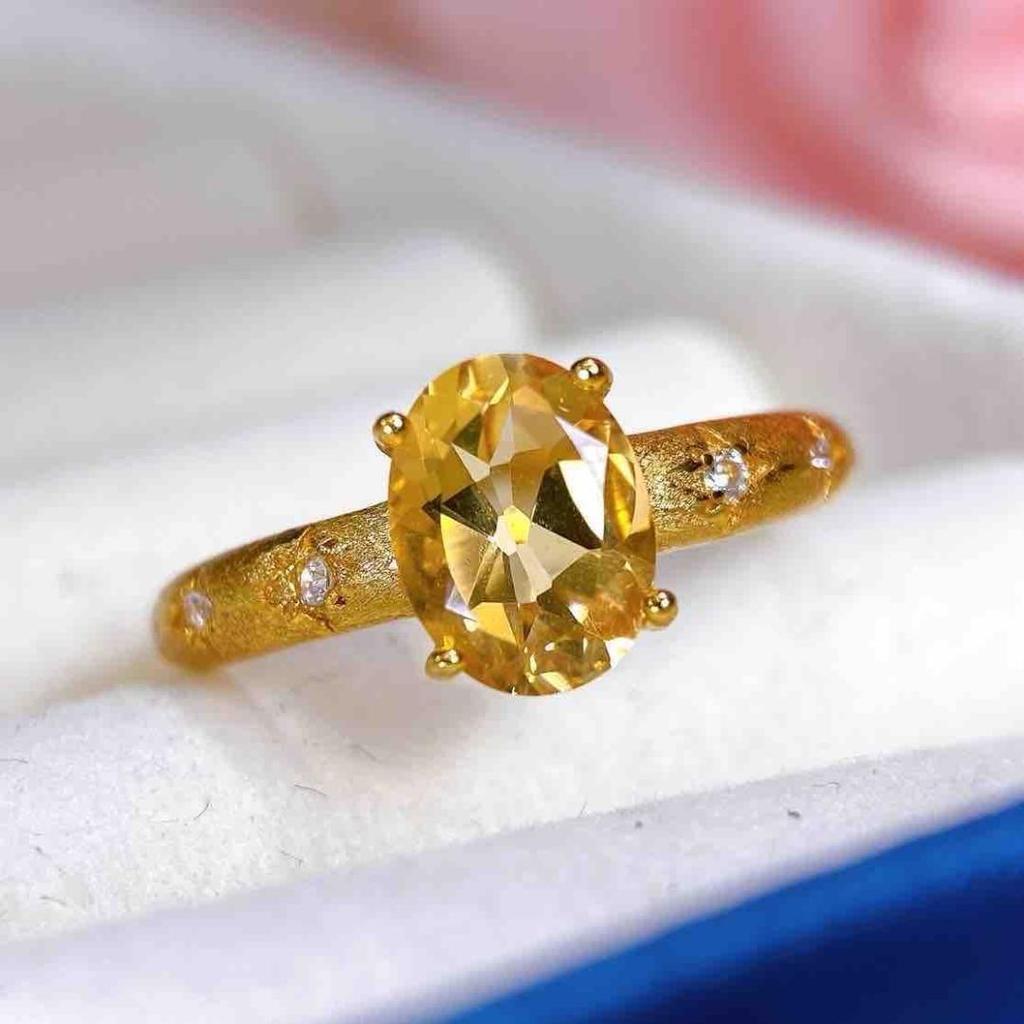 2025 Women's Fashion Yellow Crystal Ring with S925 Silver