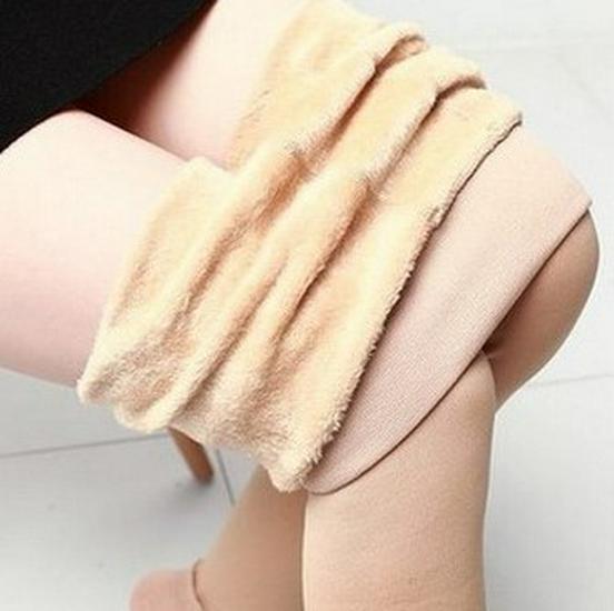 Plus-Size Fleece-Lined Thick Leggings, Pearl Velvet Polyester, Warm Footed Pants for Autumn & Winter