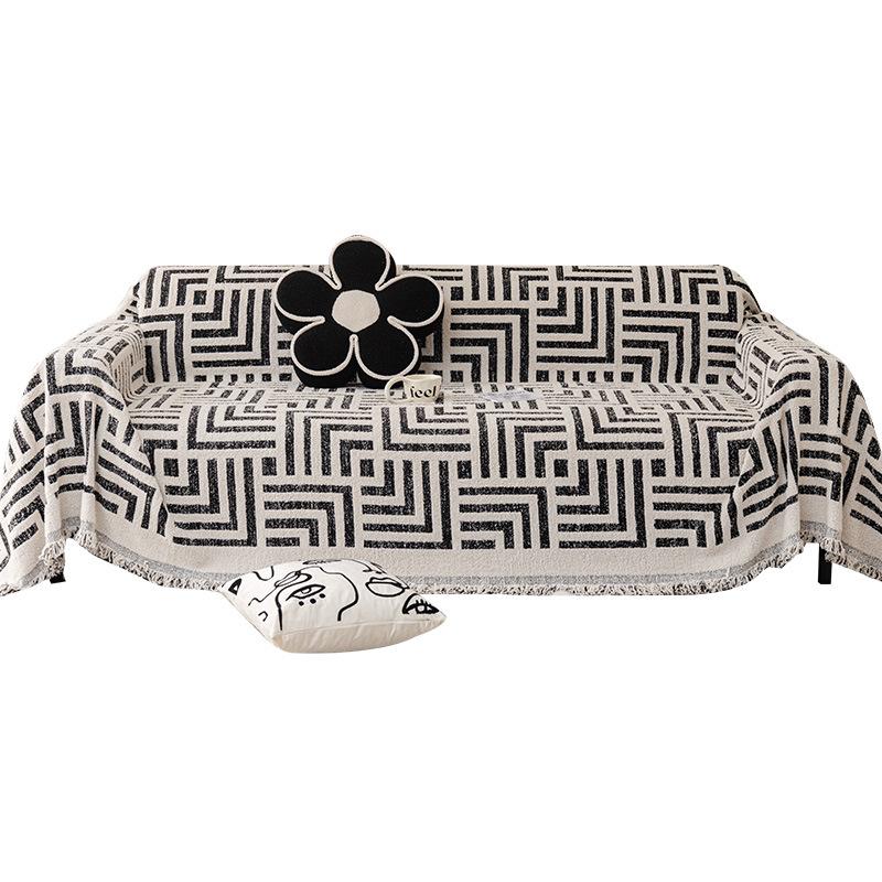Nordic Tassels Geometric Pattern Sofa Cover Chenille Four Season Universal Couch Cover Non-slip Thrown Blanket Modern Sofa Towel