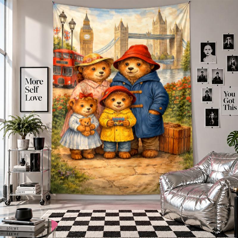 Wall TapestryPaddington Art Hanging Cloth Decorative Background Cover for Room Decoration