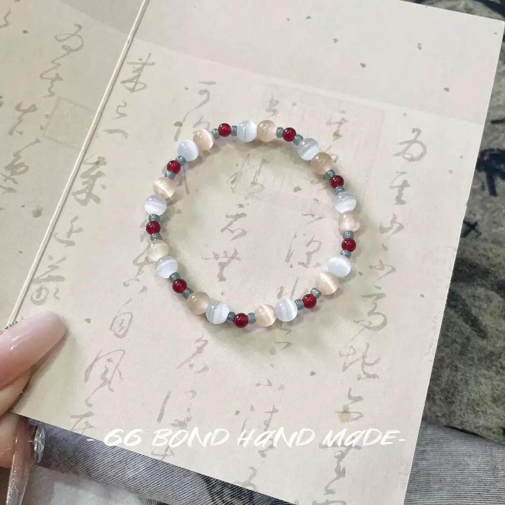 Retro Chinese Cat's Eye Stone Bracelet: Elegant Women's Beaded Jewelry