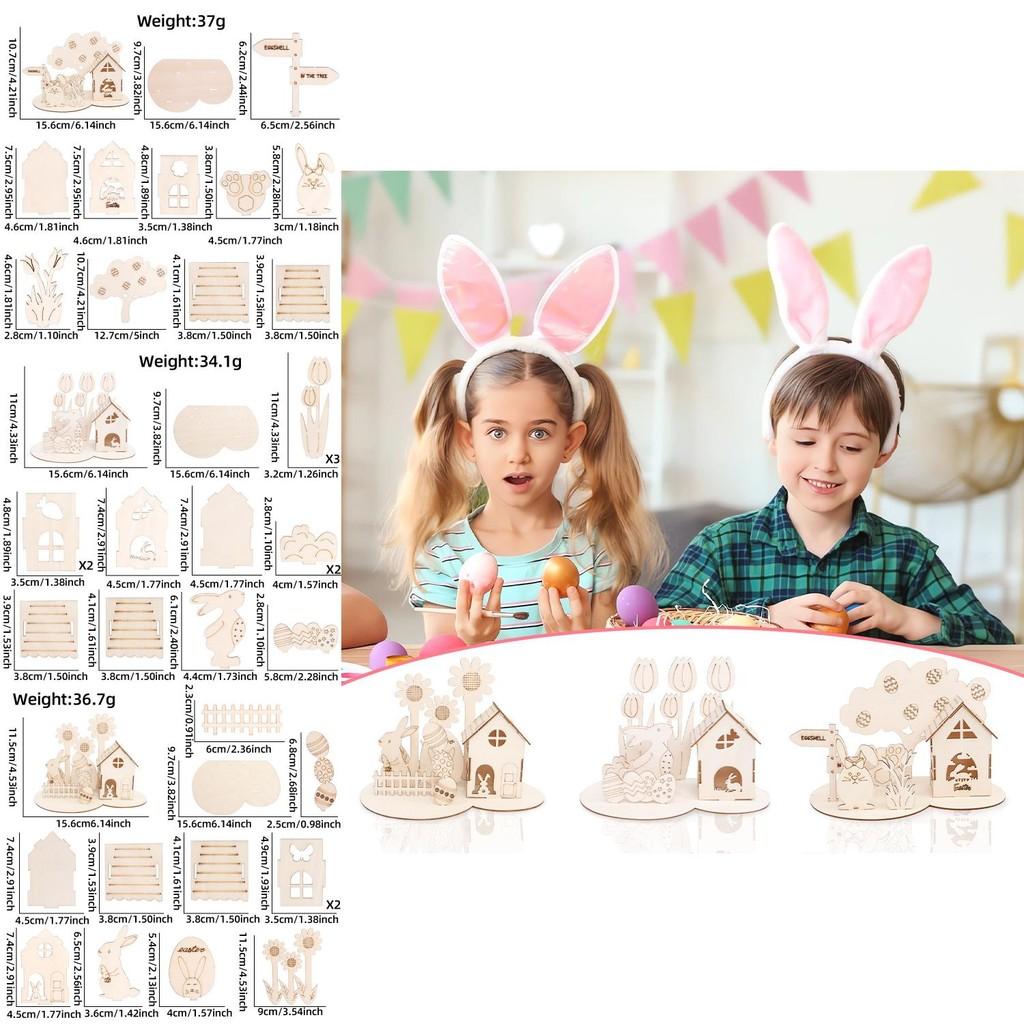 Handcrafted Easter Wooden Decorations Diy 3d Bunny And Colorful Eggs Festive Display