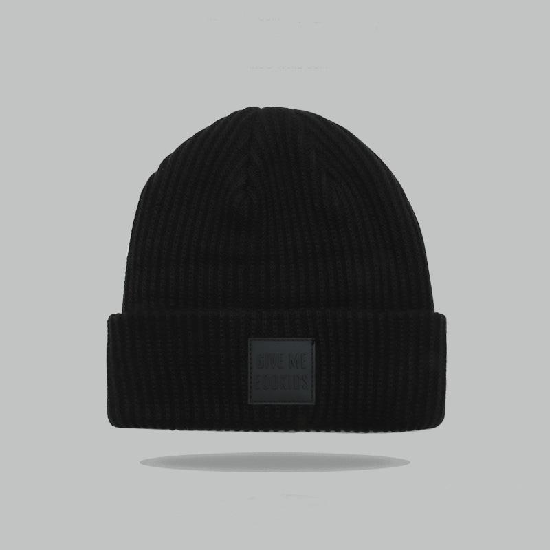 

Повседневная универсальная шерстяная шапка женская осенне-зимняя трендовая мужская теплая для лица маленькая черная вязаная холодная шапка average size