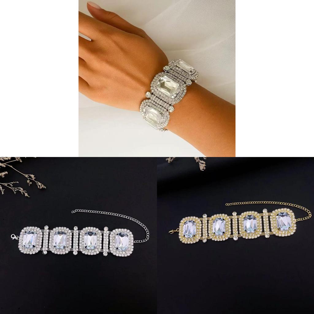 Geometric Square Water Drop Crystal Bracelet For Women Party Wear Jewelry Gift