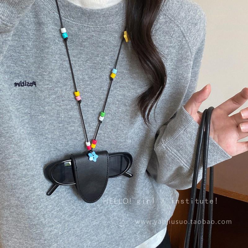 Dámské kožené magnetické sluneční brýle a sluchátkový náhrdelník pro rok 2024 pro venkovní cestování