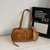 Retro Hand-Held Bowling Bag for Women's Autumn and Winter New Fashion Trend Suede Underarm Bag, Niche Commuting Bags