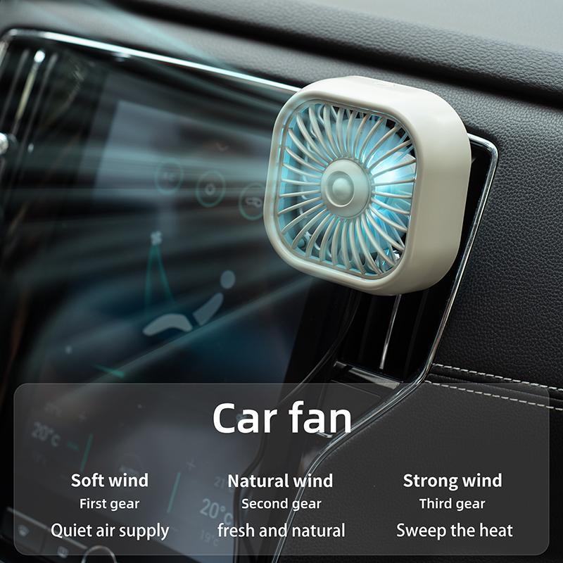 Car Air Outlet Fan USB Color Light Low Noise 3-Speed Fan Multifunctional Mini Fan Cooling Car Accessories Easy To Install