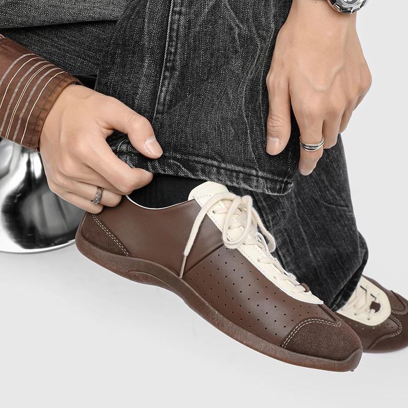 Men Women Summer Spring Autumn Casual Flat Shoes Leather LaceUp RoundToe New Casual Fashion Flats Lace Comfort Round Toe Size