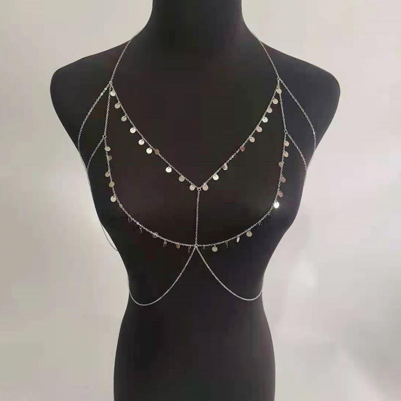 Waist chain feminine minimalist temperament sequined fringed waist bikini chest chain beach style nightclub sexy body chain
