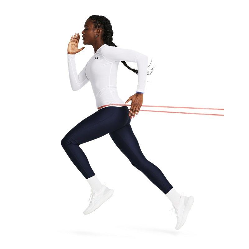 Under Armour HeatGear® OG Logo Printed Crew Neck Slim Fit Long Sleeve Workout Top Women Tops White 1387697-100