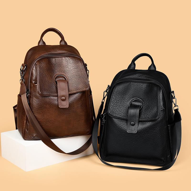 Women's Soft Leather Backpack School Bookbags for Girls Bagpack Large Capacity Designer Travel Rucksack High Quality Mochilas