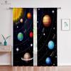 Custom Cartoon Animation Window Drapes, Universe Star Pattern, Bedroom, Living Room, Kitchen Decorative Curtains, 2 Pieces