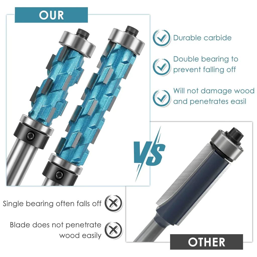 1/2 Zoll Schaft Bündigfräser Set Hartmetall Bündigfräser Werkzeug Holzbearbeitung Fräser Werkzeug für Weichholz Hartholz