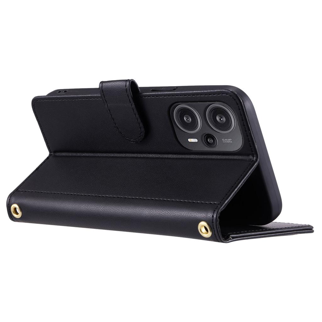 For Xiaomi Poco F5 5G/Redmi Note 12 Turbo Magnetic Case Rhombus Grid Leather Cover with Wrist Strap