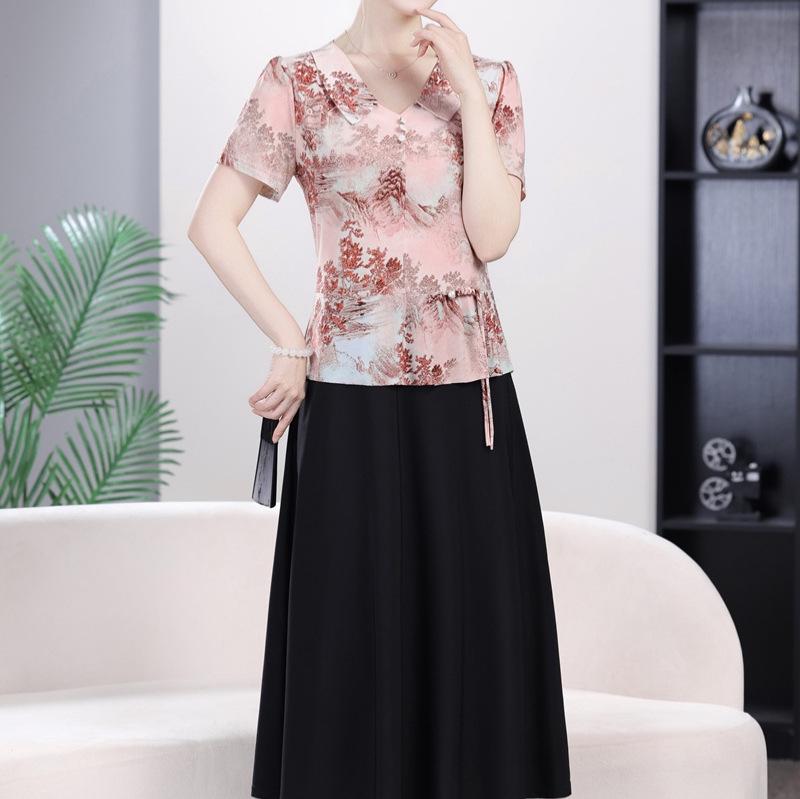 

Elegant 2026 Summer Dress for Mature Women - Plus Size, Slimming A-line, Comfortable & Versatile XL (Recommend 85-105 jin) красный