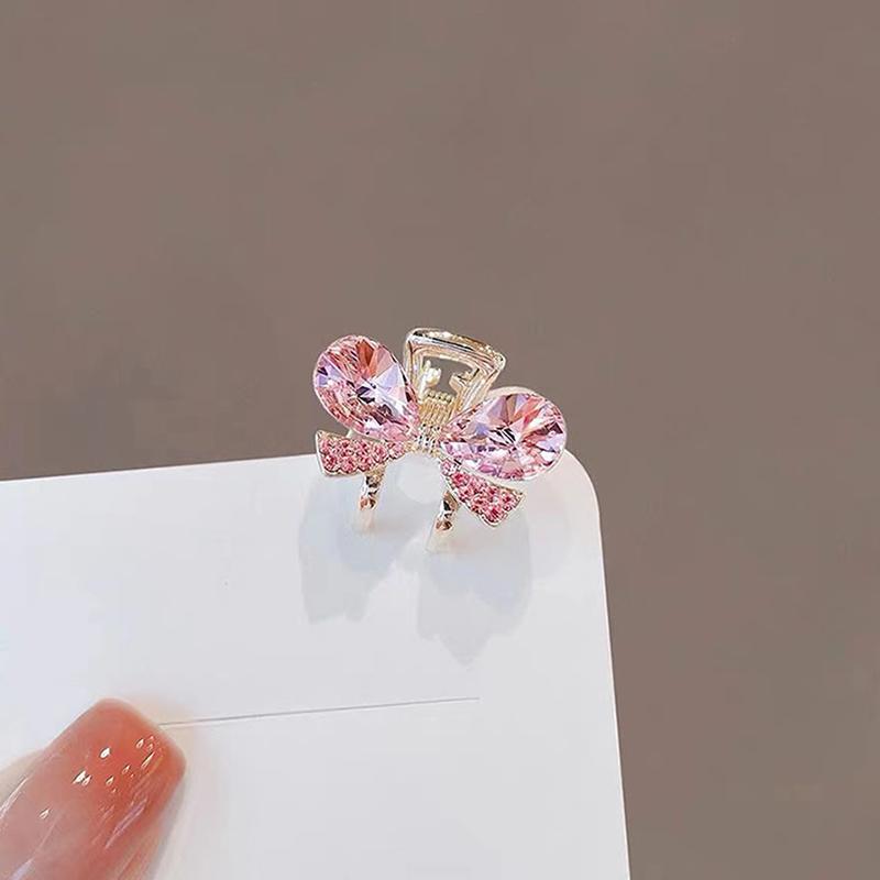 Mini Crab Metal Hair Clips Small Hair Accessories For Women Girl Pink Flower Bow Hair Pin Side Bangs Clip