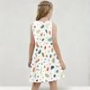 Girls Round Neck Sleeveless Geometric Printed A Line Flared Dress
