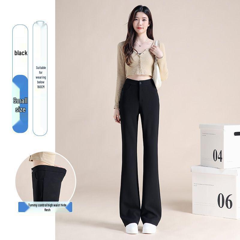 

Women s High-Waisted Black Micro-Flare Pants - Slimming, Body-Shaping, Petite Bell Bottoms for Spring and Autumn. 2XL (130-140 jin)