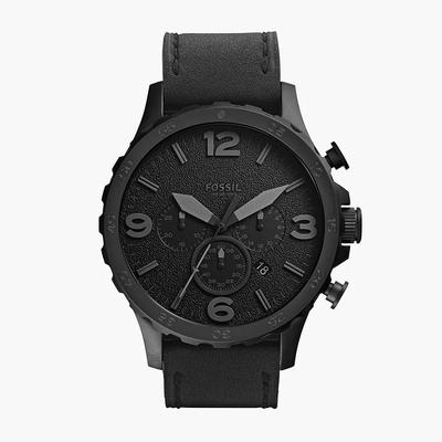 Montre Chronographe Quartz Acier Inoxydable Nate pour Homme Cuir Noir JR1354