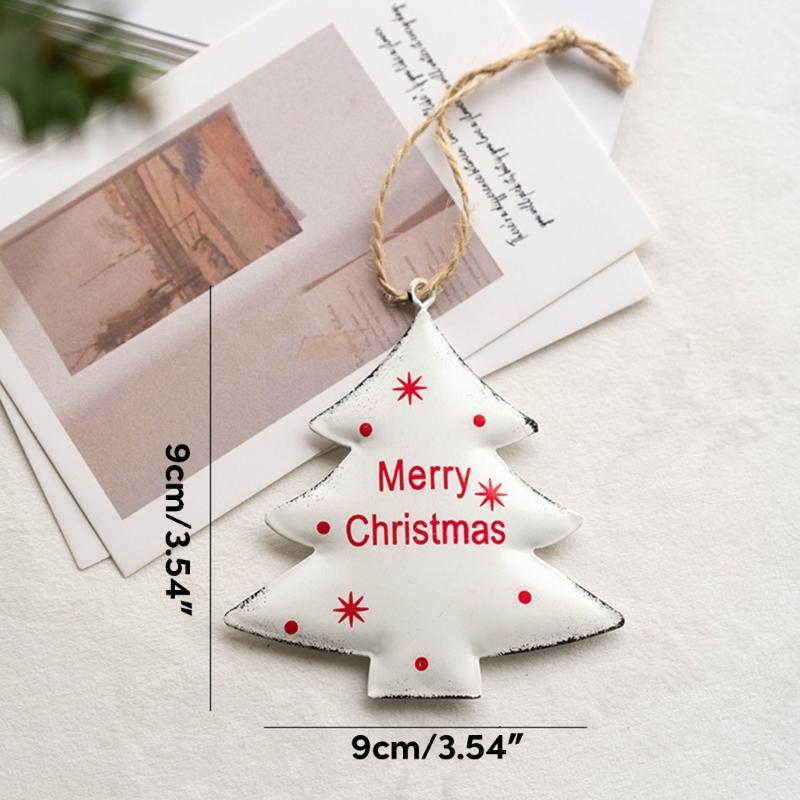 New Iron Christmas Tree Hanging Ornament Christmas Tree Star Snowflake Gift Box Xmas Party Home Decor Pendant Christmas