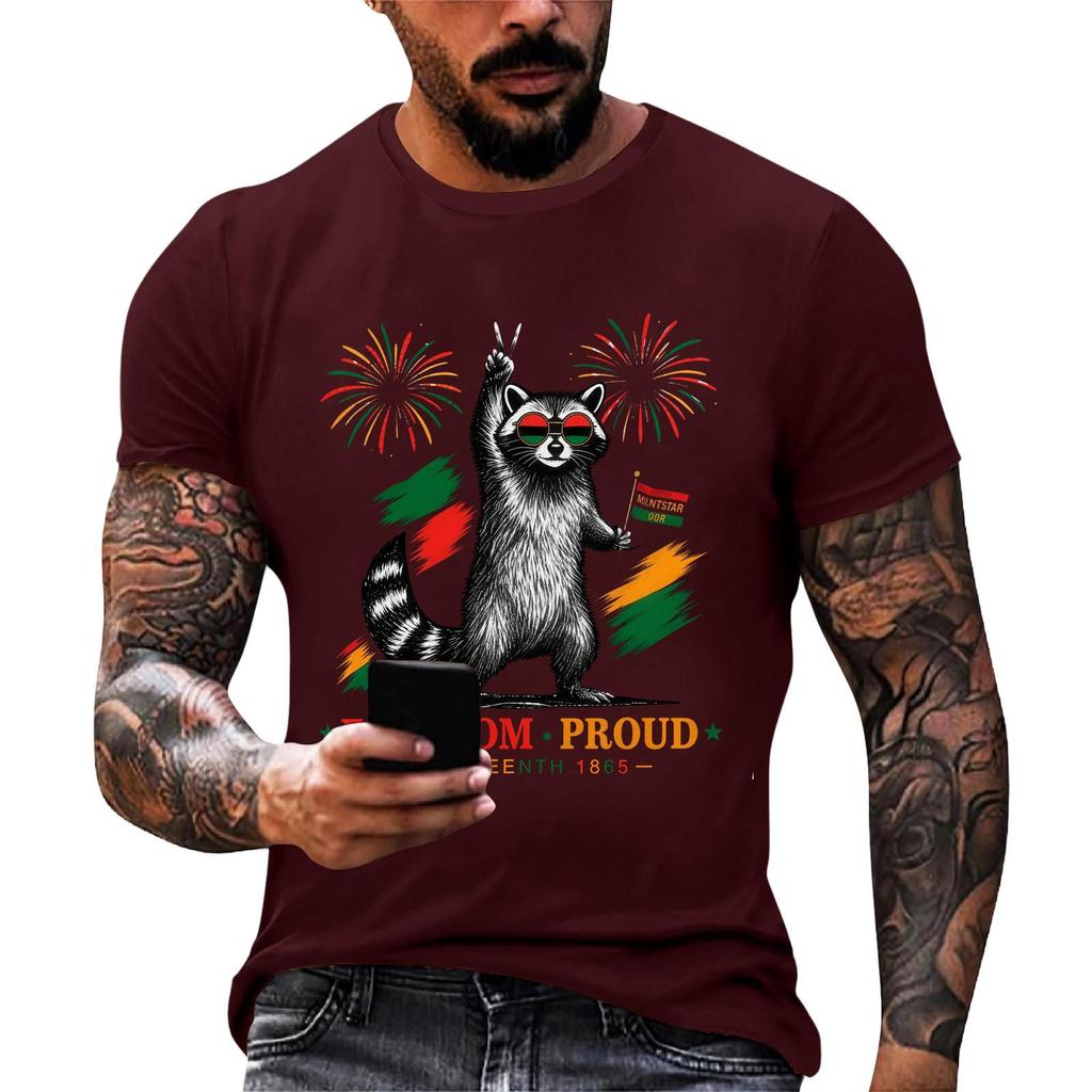 Men's Juneteenth Freedom Proud Graphic T-Shirt Black History Celebration V-Neck Tee Casual Wear
