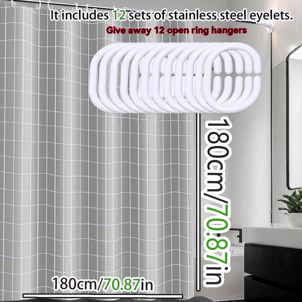 Advanced Gray Check Shower Curtain Simple Bathroom Curtain Dry And Wet Separation Easy To Clean Peva Waterproof Material