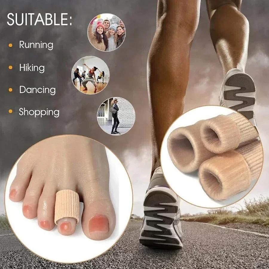 Soft Fabric Silicone Toe Sleeves Breathable Gel Protector Tubes Corn Blister Cushion Toe Separators for Foot Care