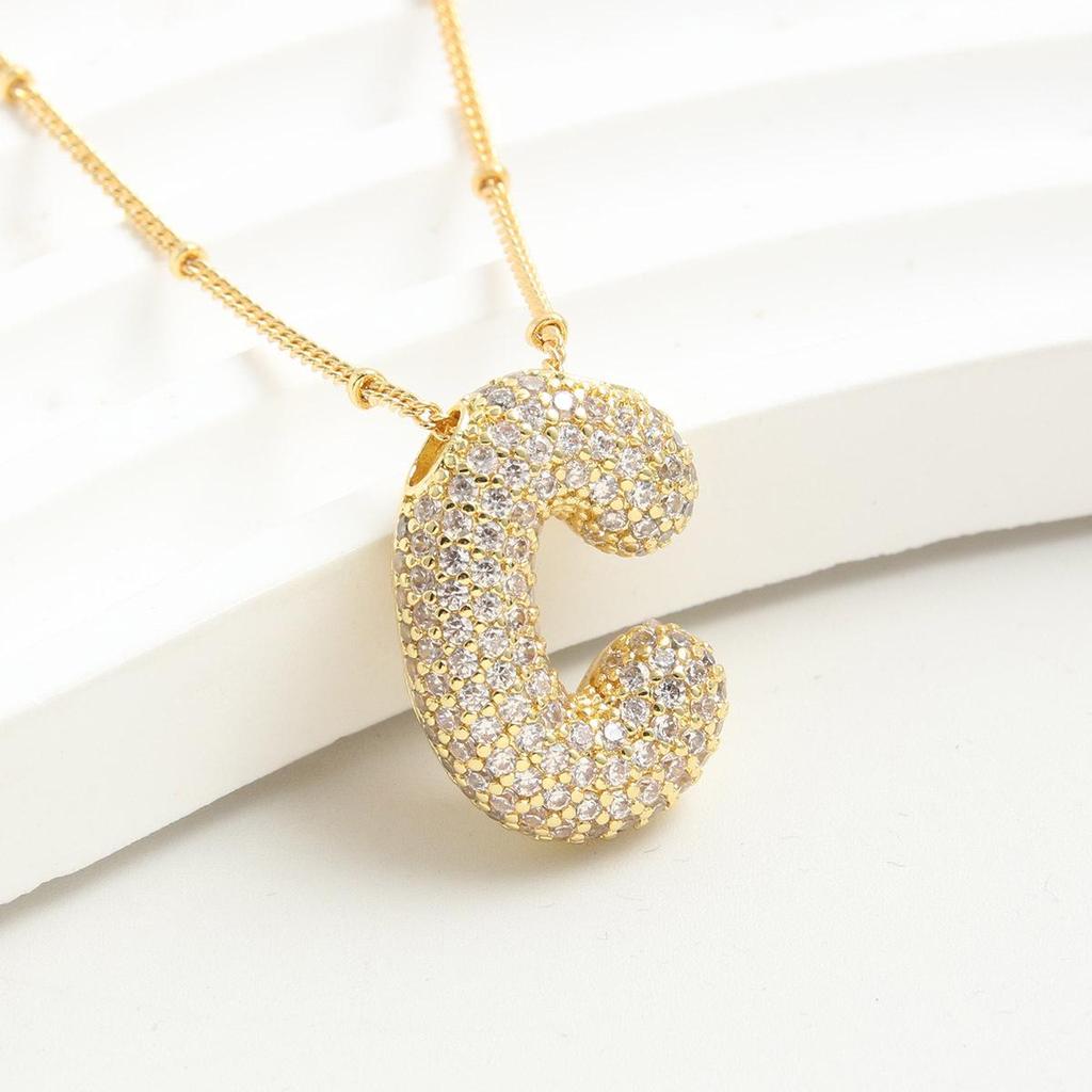 26 English Letter Gold-Plated Zircon Pendant Necklace
