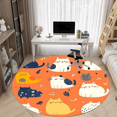 1pc Cat Pattern Office Round Area Rug, Under Office Chairs Bedroom Living Room Home Decor, Room Deco